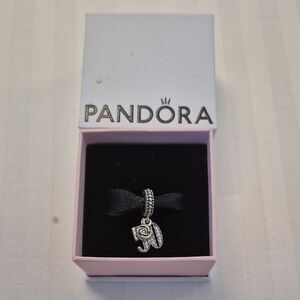 Pandora 50th Celebration Silver Charm with Clear Accents